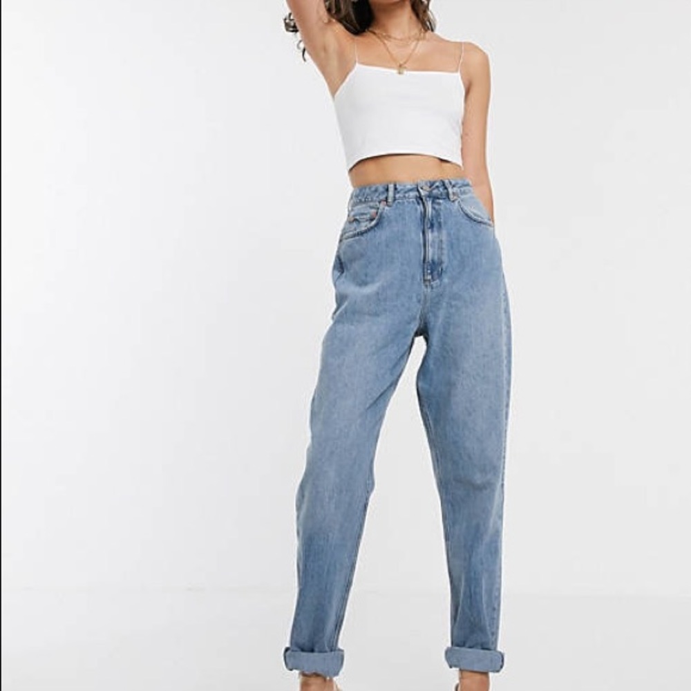 ASOS Design Slouch High Rise Light Wash Mom Jeans